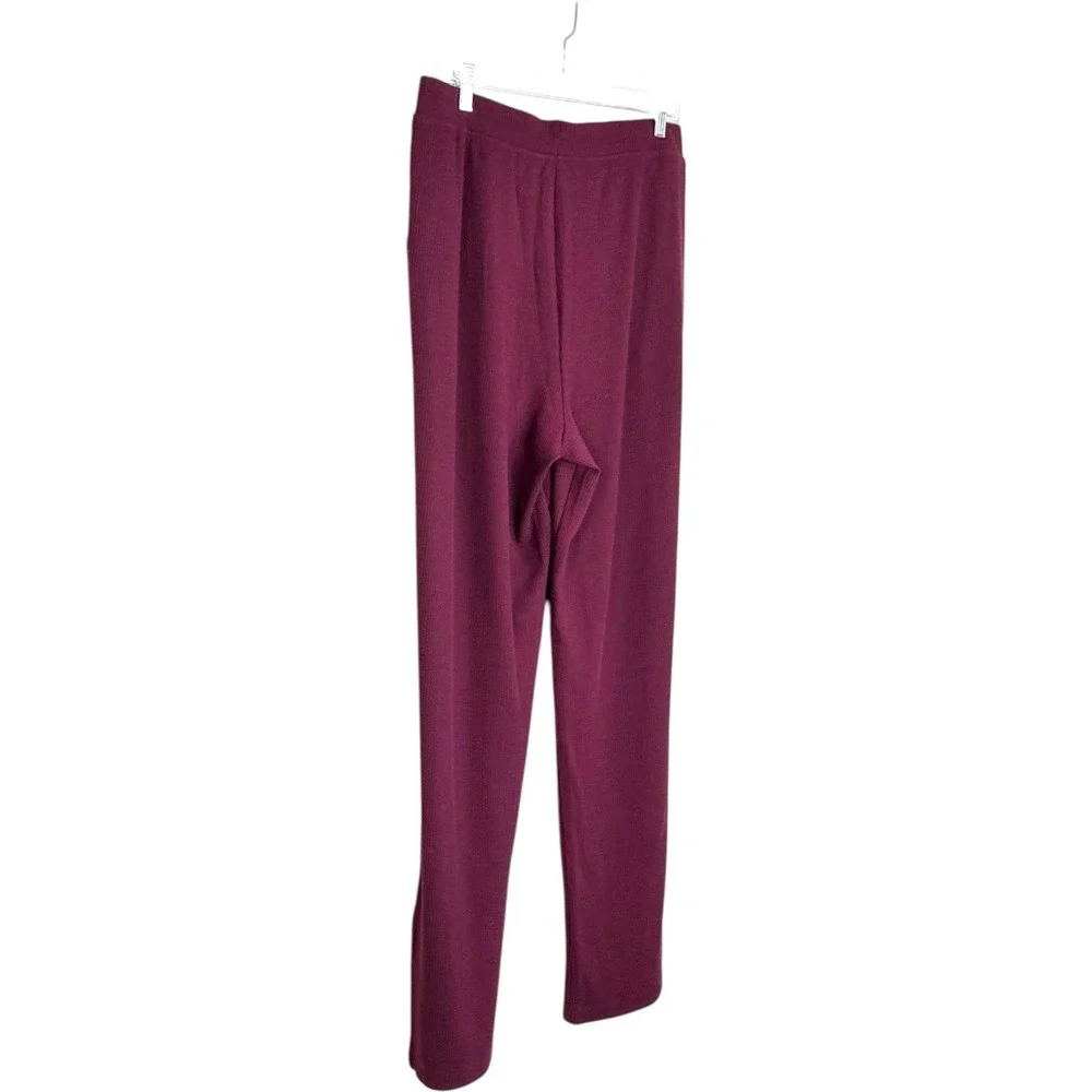 Cuddl Duds Soft Rib Lounge Pants Women Medium Tall MT Bordeaux Red A696247‎